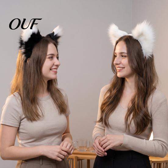 Wolf Ears for Costume Fluffy Fox Headband Party, 3D Plush Ear Party Dress Up Accessories Hair Accessories, Decorative Hairband Women Girls Cosplay