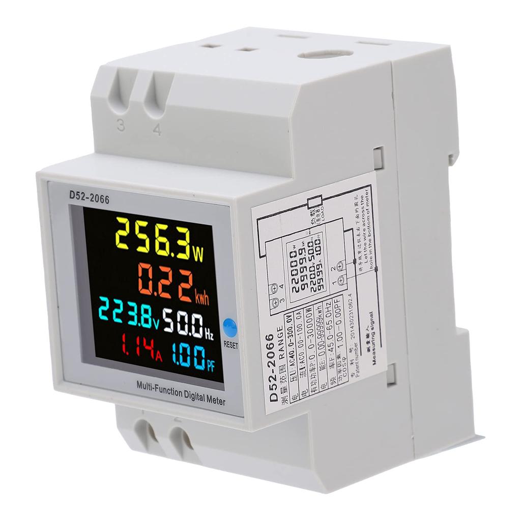Household power digital voltmeter energy rail type 220V smart power meter ammeter voltmeter D52-2066 meter, ammeter, meter, single-phase AC40.0-300.0V