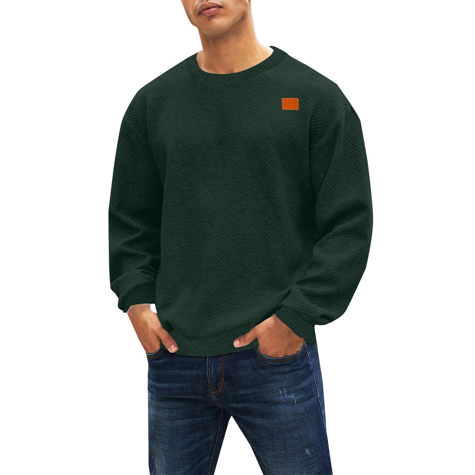 

Men s Casual Long Sleeve Knitted Sports Shirt with Chest Label – Soft, Comfortable Fabric Ideal for Sports Large темно-зелений колір