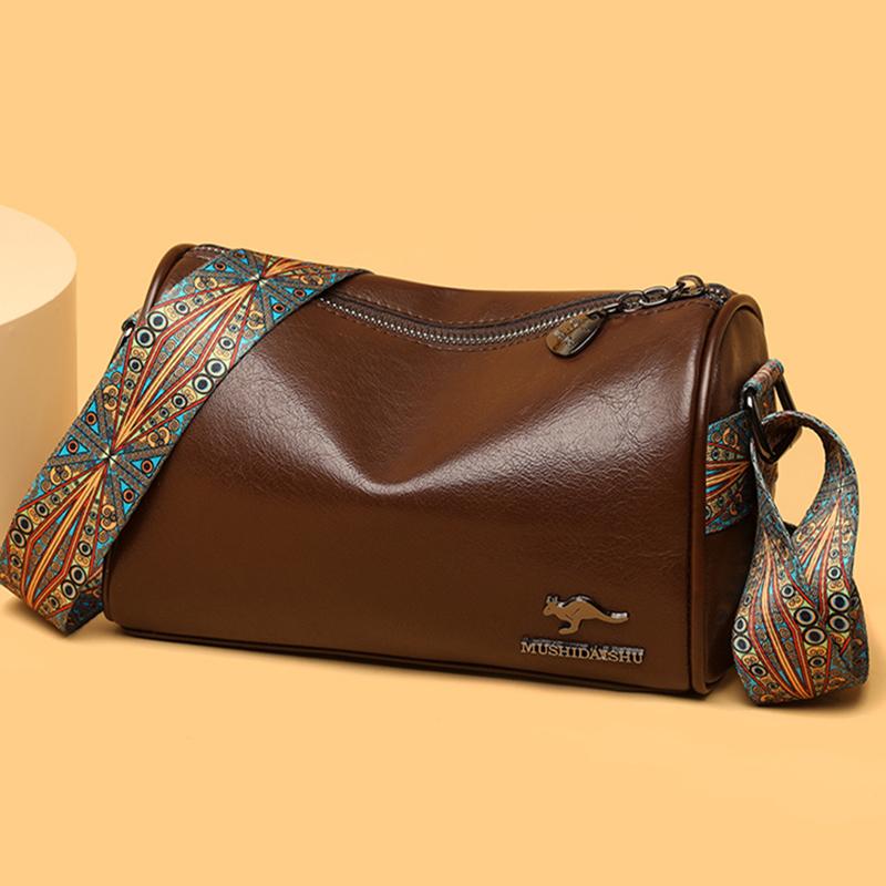 Genuine Cowhide Leather Bag for Women  Female Messenger Tote Sac  Monochromatic Shoulder Bag  Designer Crossbody Bag