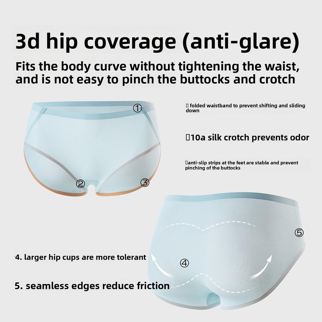 Female Spring and Summer 10a Anti  Bacterial Silk Crotch Ice Silk Breathable No Hip No Trace Briefs