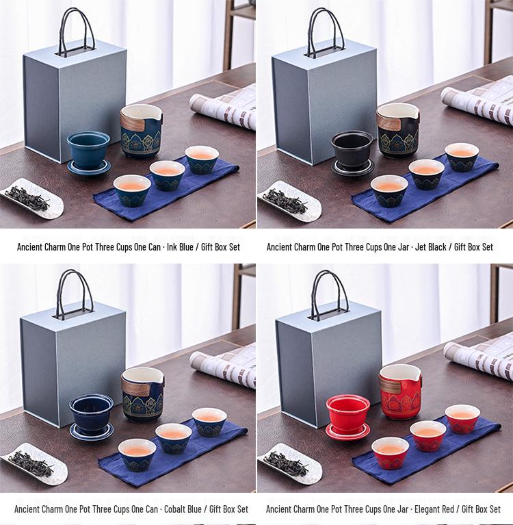 Portable Kung Fu Tea Set: One Pot, Three Cups - Perfect for Outdoor Quick-Serve and Business Gifts