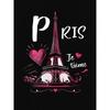 European sizes Paris Eiffel Tower Graphic Print T-Shirt for Women, Casual Crew Neck, Polyester Knit Fabric