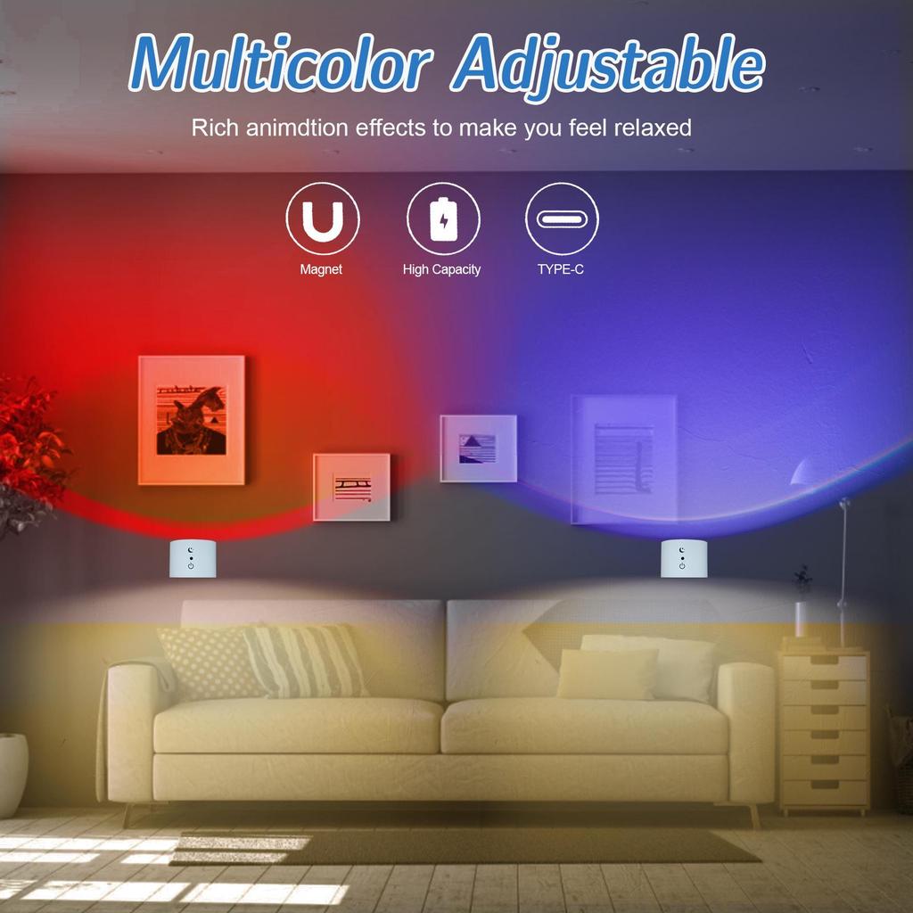 2024 Innovative USB Rechargeable Magnetic Wall Lamp with Remote Control - Three-Color Dimmable Night Light