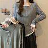 Loose Fake Two Piece Long Sleeve Casual T Shirt For Women