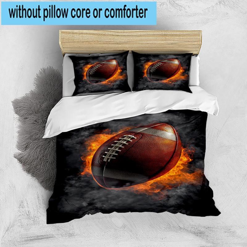 Flaming Football In Action 3pcs Bedding,Including 1pc Duvet Cover And 2pcs Pillowcases Perfect for Christmas,Ideal for Bedroom, Dormitory