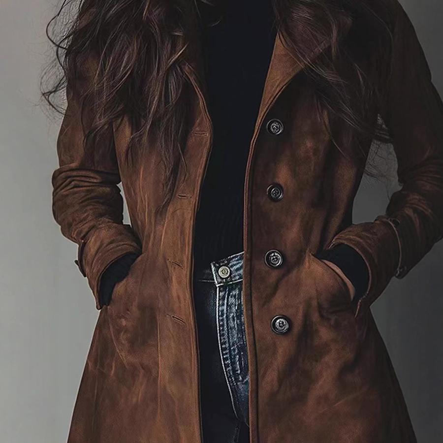 High Quality Women's Autumn Winter Coat Faux Fur Long Trench Coat