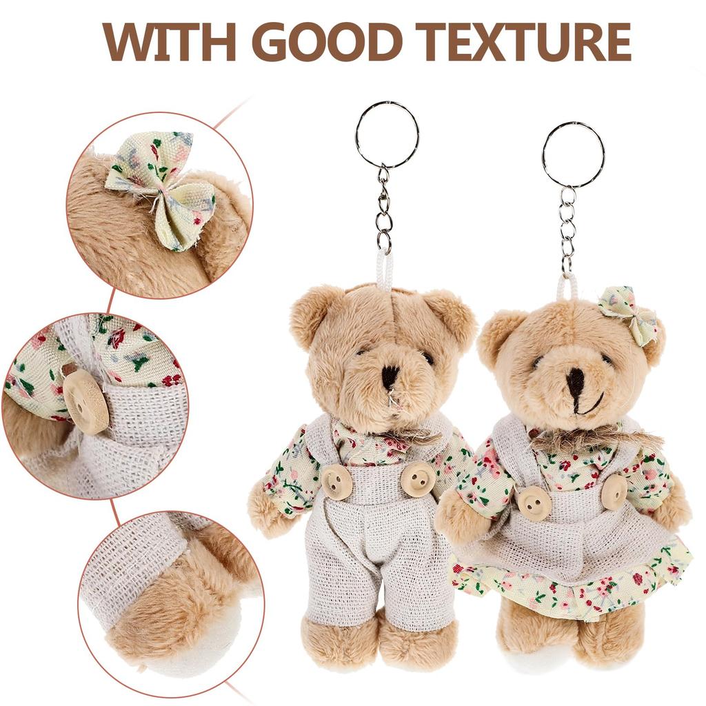 CALLARON Bear Plush Keychain Set of 2, Matching Couple Bag Decorations, Fluffy Bears, Valentine's Day Gift