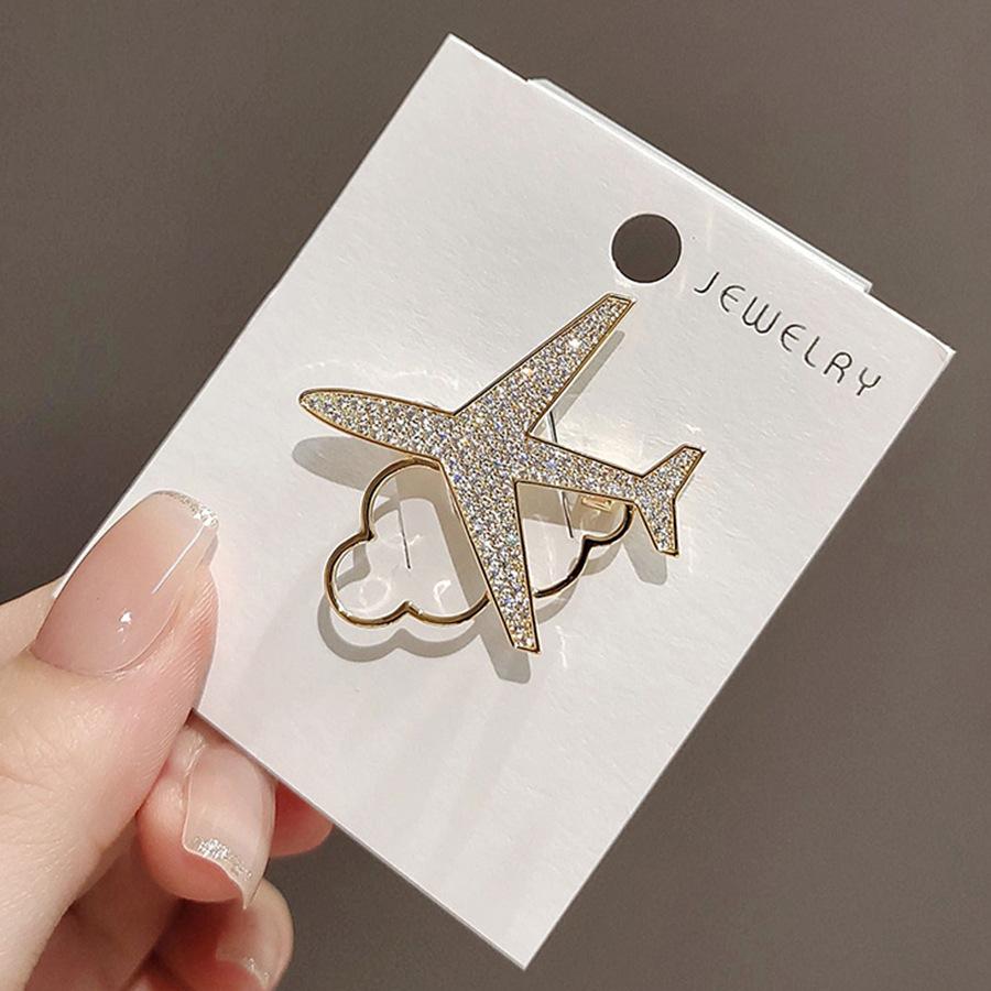 Rhinestone Airplane Cloud Brooches for Women Unisex Aircraft Pins Event Party Backpack Decoration Clothes Accessories