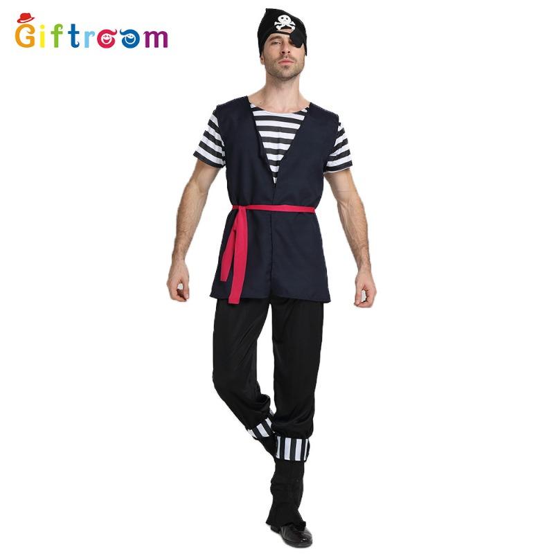 Adult male black and white striped pirate stage costume orgy party pirate