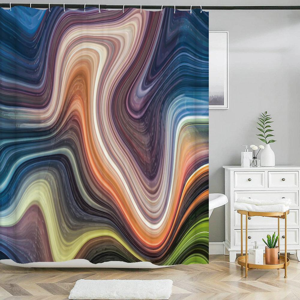 Marble Pattern Shower Curtain Waterproof Fabric Abstraction Printing Creative Bathroom Curtain Home Decor Bath Screen with Hooks