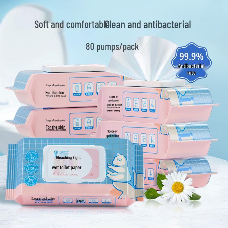 Flushable Toilet Wipes with Lid - 80 Count, Made from Virgin Wood Pulp.