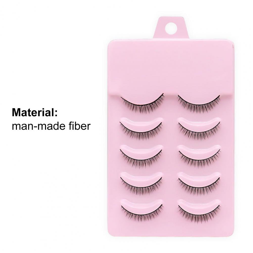 5Pairs False Eyelashes Natural Perfect Fitting Artificial Fiber Cross Short Makeup Extensions Eye Lashes for Dressing Room