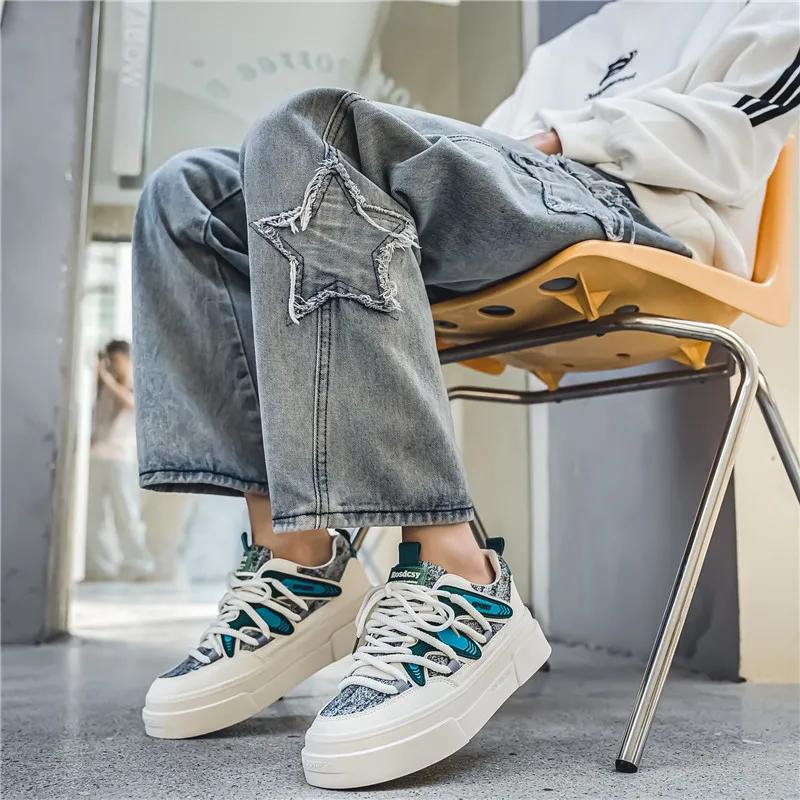 Shoes Men Sports and Leisure Male Sneakers Loafers Men's Sneakers Skateboard Apring and Autumn New Thick Bottom Casual Shoes