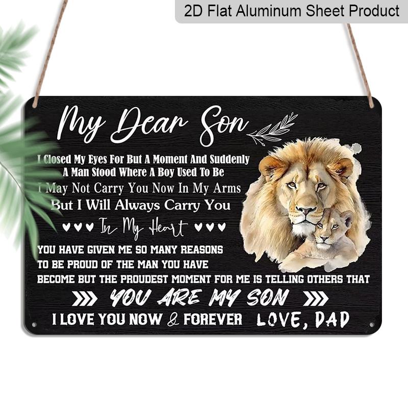 

2D Flat, 1pc My Dear Son Aluminium Sign 8x12 Inch - Lion & Cub Design, Father To Son Love Quote, Gift for Son From Dad, Birthday & Graduation Wall 20*30cm