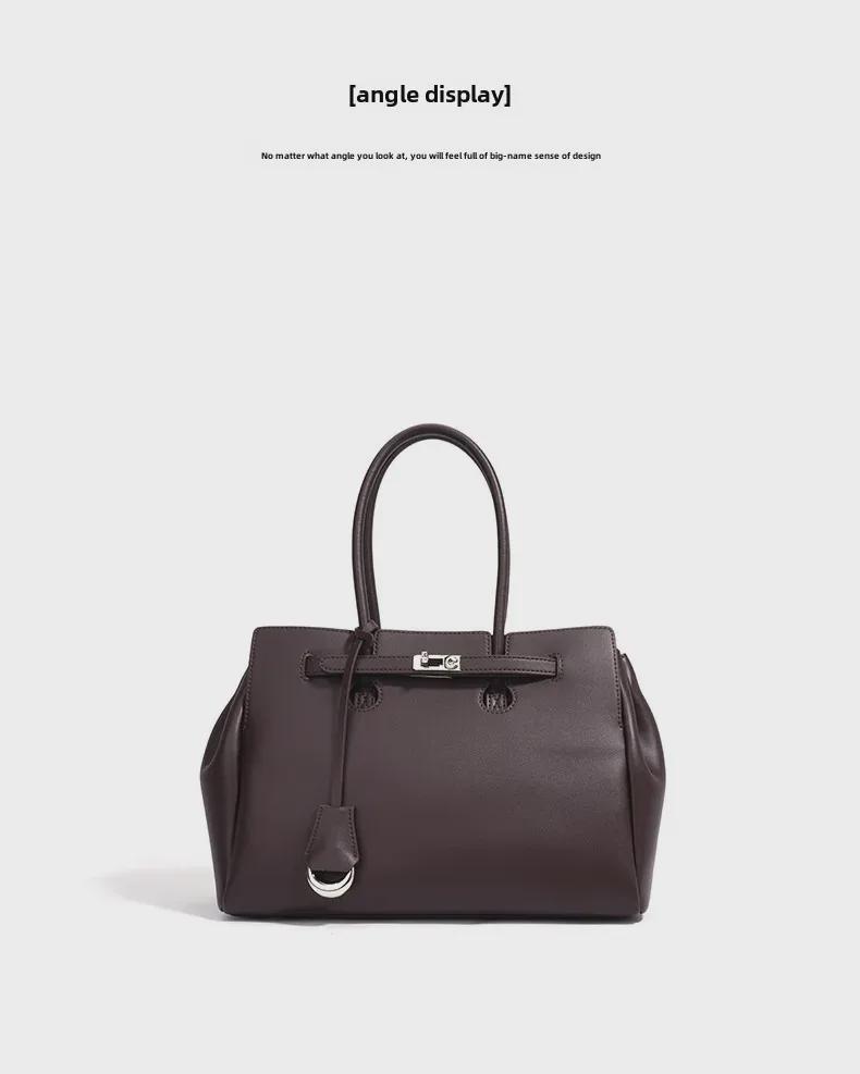 Damen-Aktentasche 2025 aus echtem Leder – Vielseitige Pendlerhandtasche mit großem Fassungsvermögen