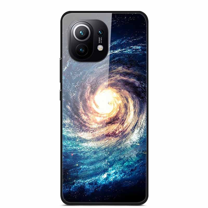 Glass Back Cover For Xiaomi 11 Lite 5G NE Case Soft Edge Hard Tempered Glass Case For Xiaomi Mi 11 Lite 5G NE Phone Case Coque