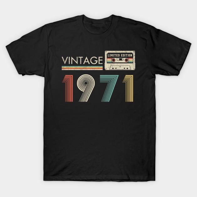 

Men Black Print T-shirt Vintage 1971 Limited Edition Cassette No-Cut Transfer Paper Print Cotton Tshirt XL чёрный