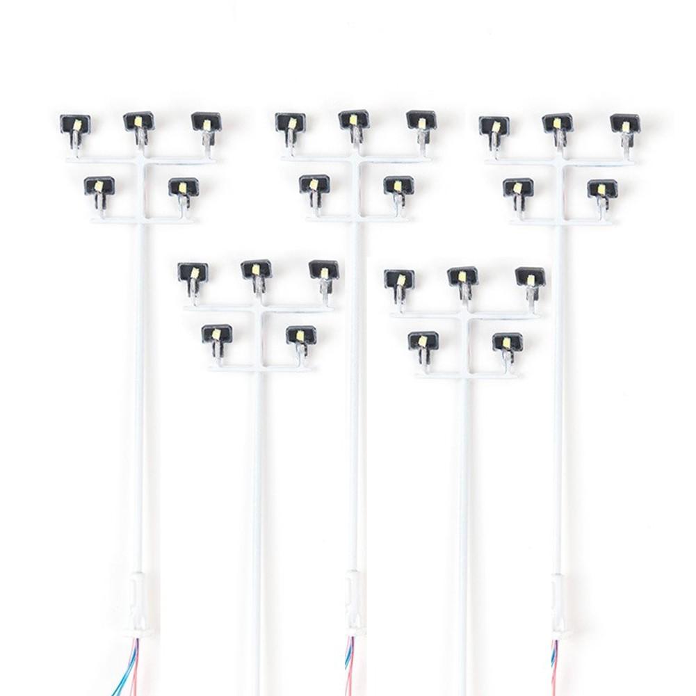 5X Model Railway HO Scale LED Street Light Model Lamp White Light Plaza Lamps
