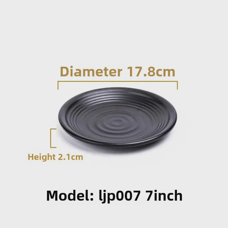 Melamine Black Tableware: Imitation Porcelain Plate for Cold Dishes, BBQ, Hot Pot, and Commercial Use.