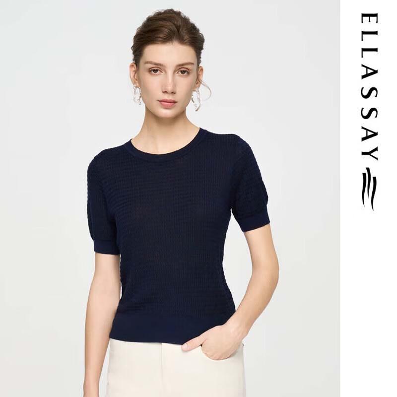 ELLASSAY Women's Mulberry Silk Round Neck Knit Top