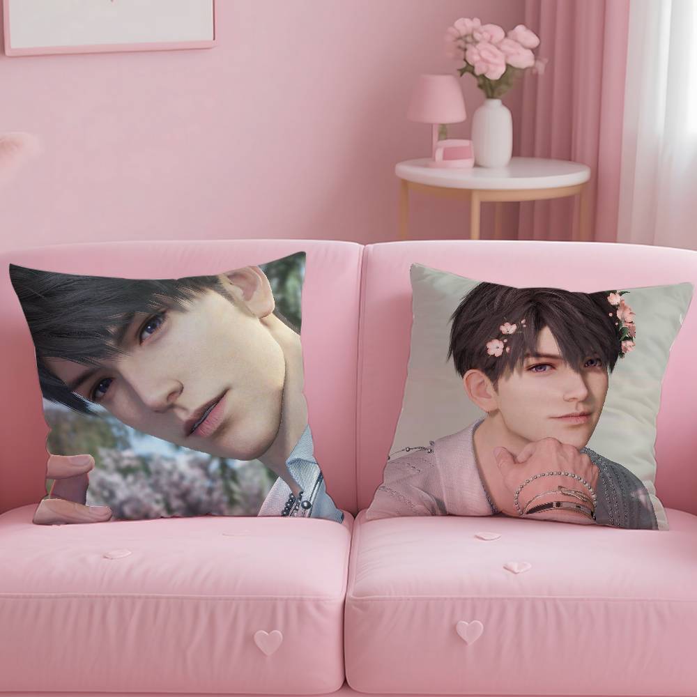 Anime C-Caleb Love And Deepspace Game Pillow Case Anti-dustmite Pillowcase Invisible zipper silky short plush Sofa cushion cover