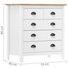Hill Sideboard Weiß 79 x 40 x 80 cm Massives Kiefernholz