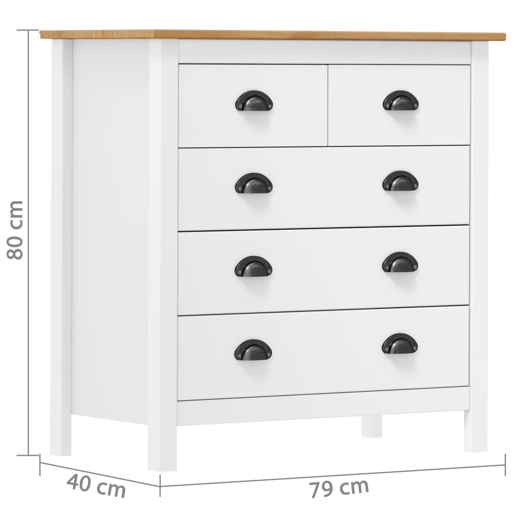 Hill Sideboard Weiß 79 x 40 x 80 cm Massives Kiefernholz