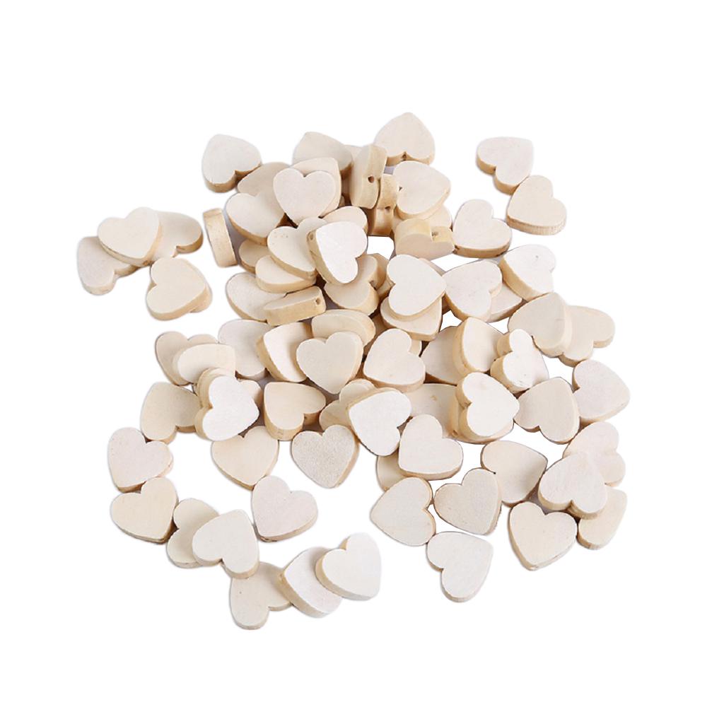50Pcs Natural Wood Spacer Loose Beads Love Heart Shape DIY Jewelry Findings