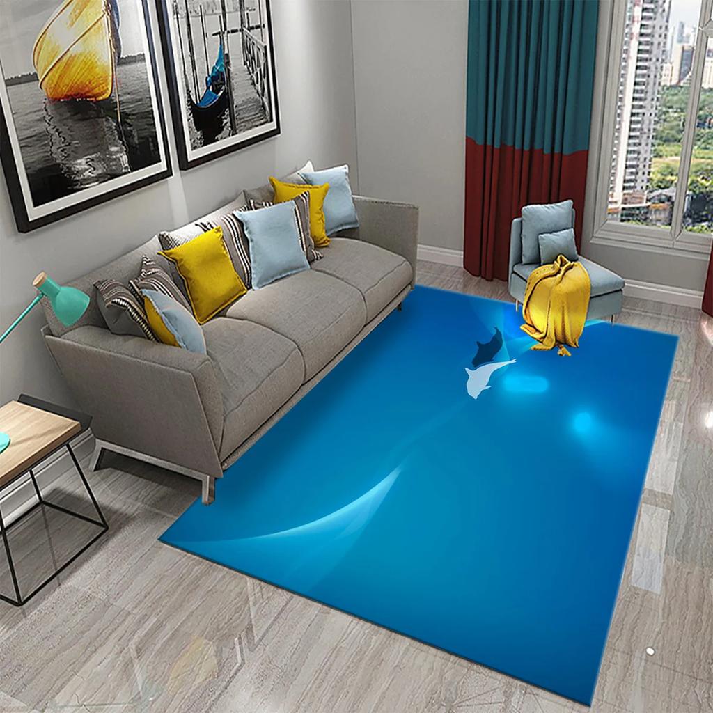 3D Dolphin Abstract Art Carpet for Kitchen Mat Entrance Doormat Bedroom Floor Decor Living Room Carpet Bathroom Anti-slip Rugs