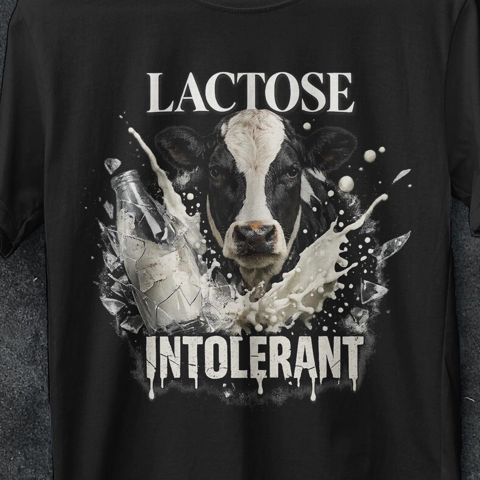 Lactose Intolerant, Vintage Shirt, Cringy Shirts, bootleg, Gen Z, Humor Lactose Intolerant shirt, milk joke shirts, cow shirt, cat, gifts 3XL