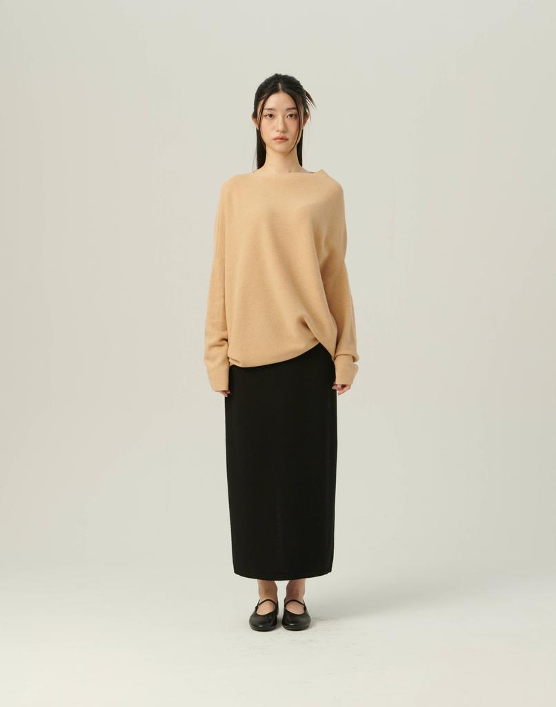 Beiseuseuledeu One Shoulder Flow Knit Top_Beige