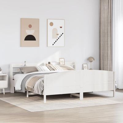 Vidaxl Bed Frame Without Mattress, White, 180X200 Cm, Solid Pine Wood