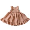 Girls' Summer Pastoral Style Ruffled Sleeve Embroidered Floral Dress