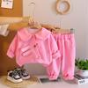 Girls' Long Sleeved 2-piece Set, Cute Rabbit Hoodie Set for Girls Aged 0-5, High-quality Casual Clothes