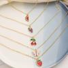 iF ME 5Pcs/Set Cute Fruit Watermelon Strawberry Grape Pendant?Necklace Butterfly Gold Chain Choker for Women Accessories Jewelry