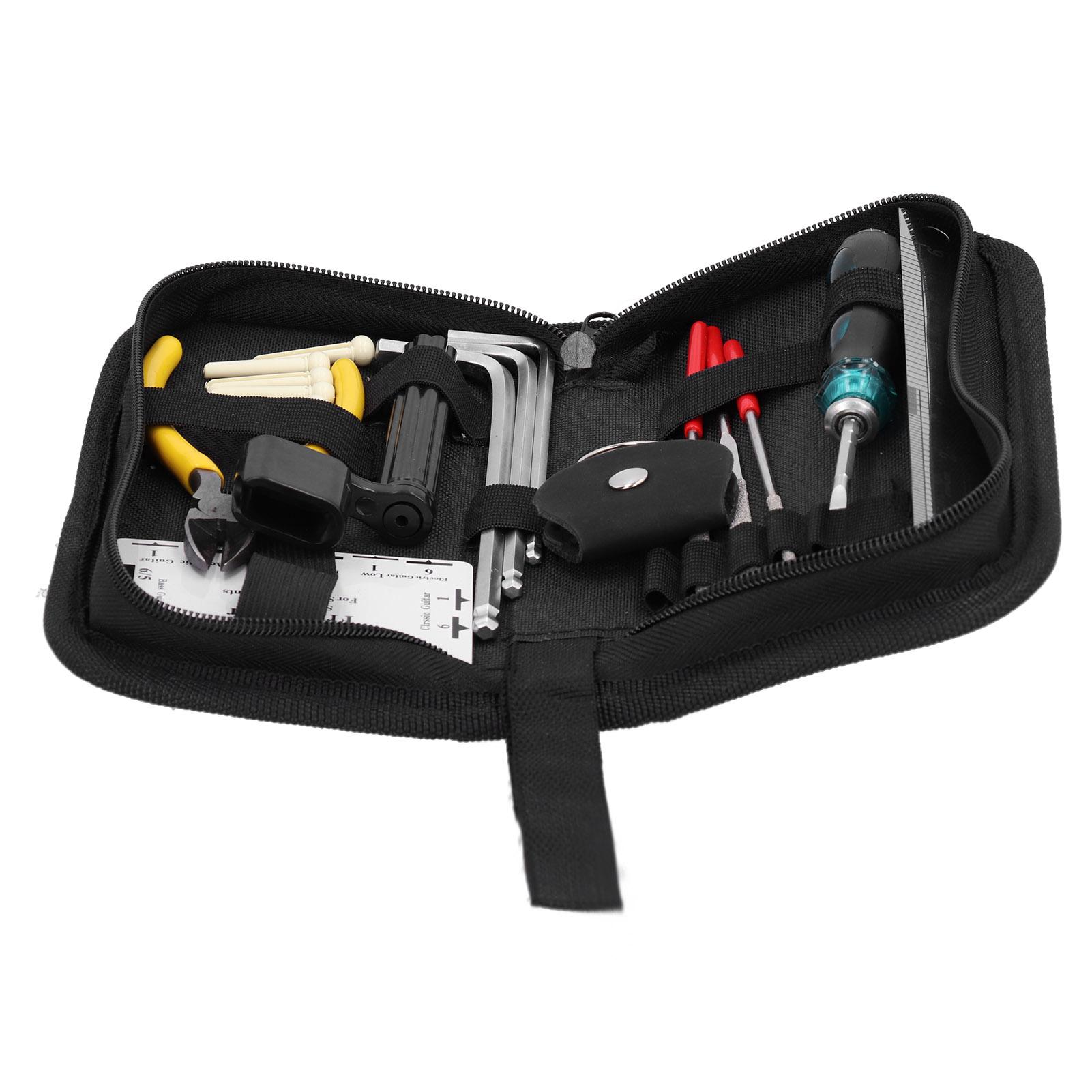 

Набор инструментов для ремонта гитары из 23 предметов, включая шестигранный ключ, линейку, измерительный прибор для обслуживания инструмента