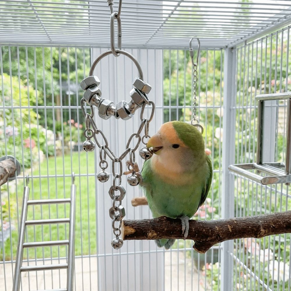 Wear-resistant Metal Bird Chain Bells Toys Bite Resistant Bird Cage Hanging Toy Small Medium Birds