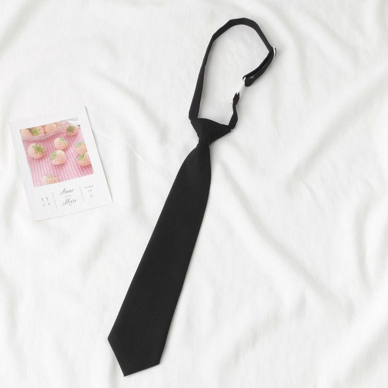 Cotton Solid Color Tie With White Stripe For Japanese School Style Students And Casual Wear