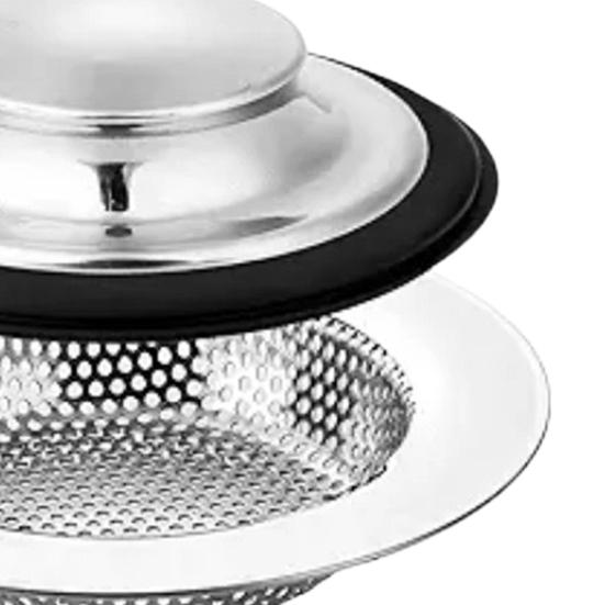 Tappo Universale Per Lavello In Acciaio Inox - Filtro Di Scarico Regolabile Per Bagno E Cucina (1,1-3,8 Cm), Colore Argento