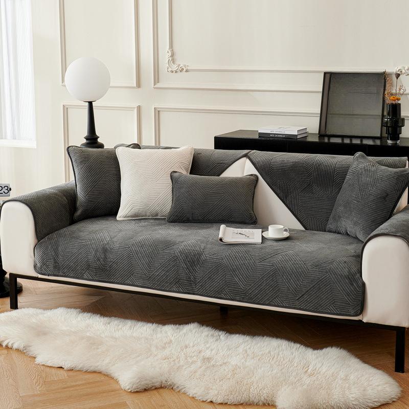Sofakissen für Herbst und Winter, verdickter Kissenbezug aus Kristallsamt, einfarbig, schlichter Sofabezug, Stoff, modernes, schlichtes, rutschfestes Kissen