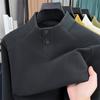 Men's Solid Color Fleece Hoodie: Autumn/Winter Long Sleeve Half-High Collar Casual Base Layer
