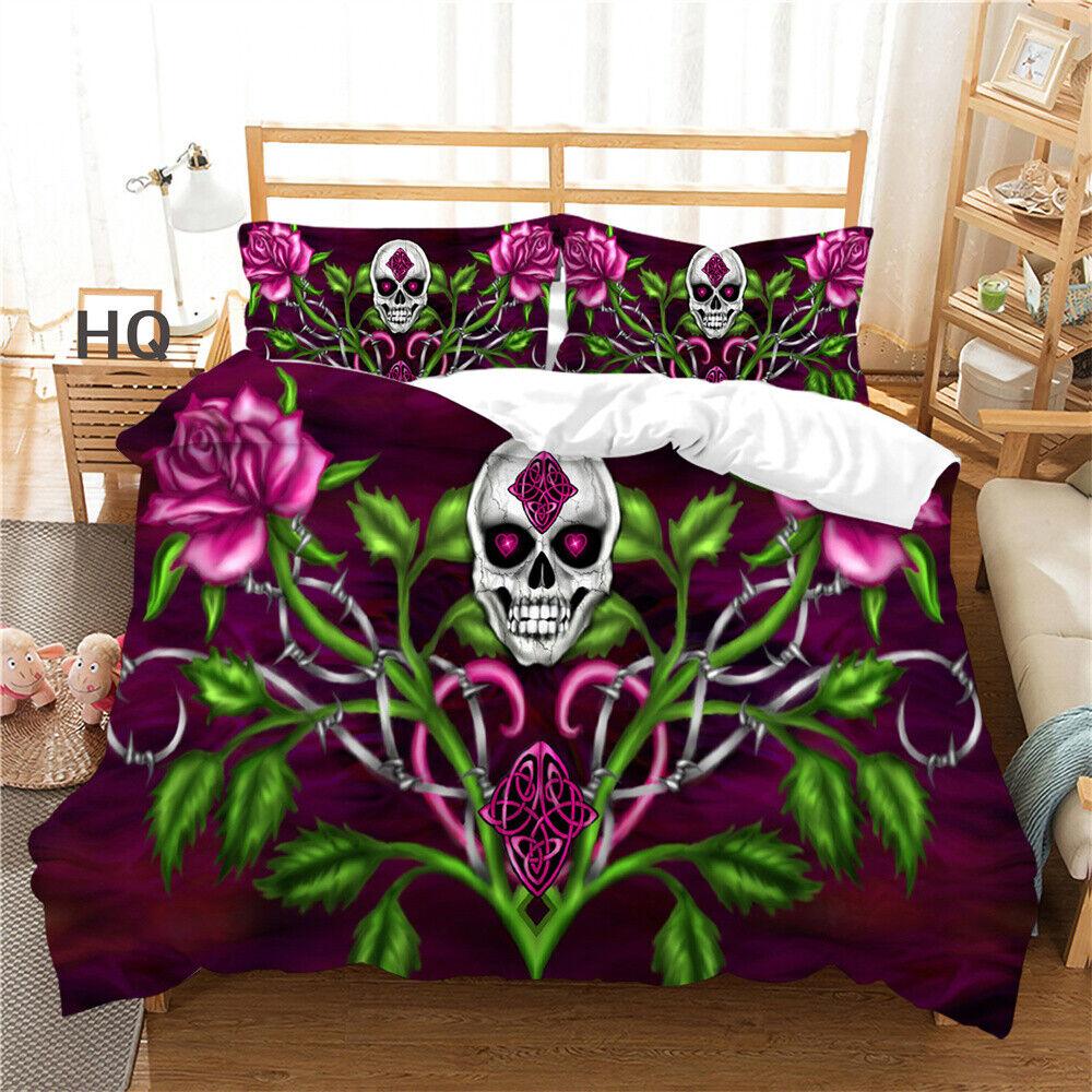 Skull Printing Duvet Cover Teens Bedroom Set Fashion Bedding Set Comforter Cover