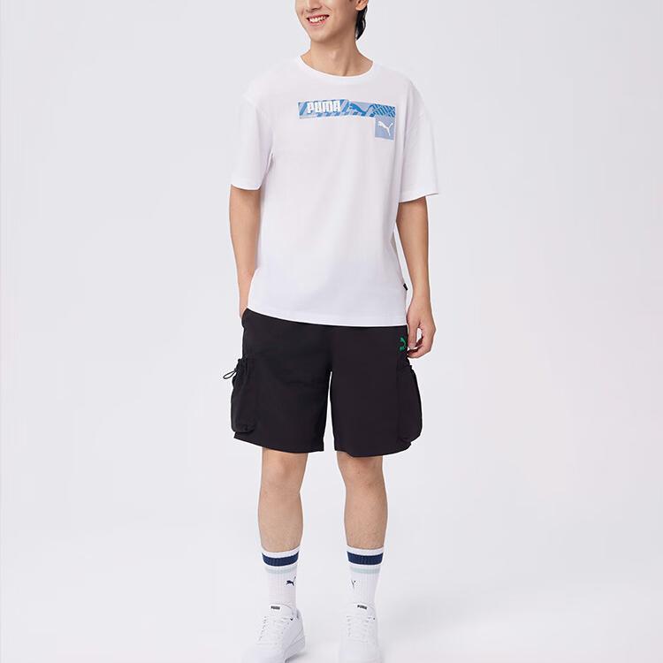 Puma Casual Printed Cotton Breathable Short Sleeve T-Shirt Men Tops White 673441-02