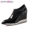 FOREADA Scarpe da Donna con Tacco Alto Zeppe in Vernice Scarpe con Tacco Alto Zip Punta Appuntita Scarpe da Donna Nuova Primavera Rosse Taglia 34-40