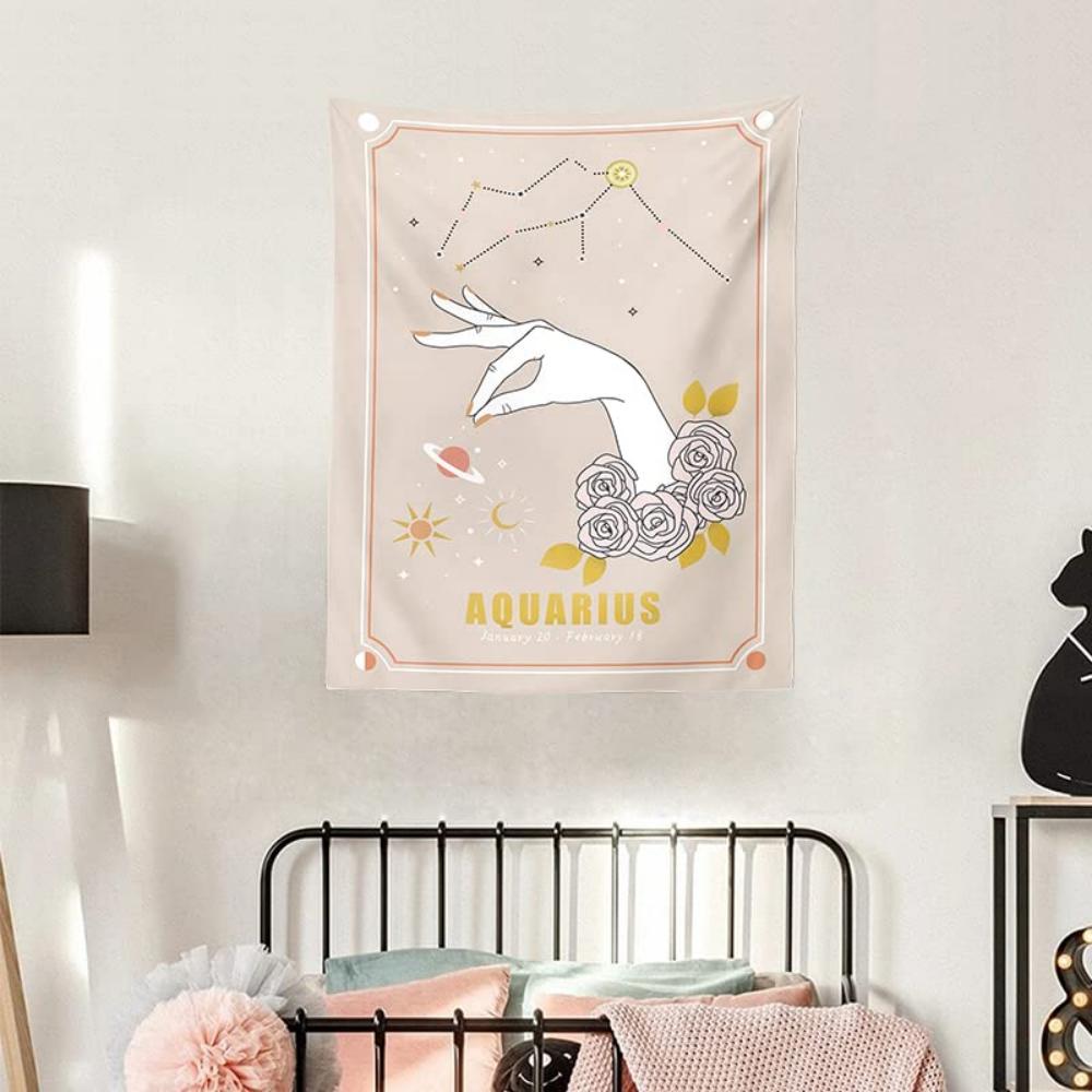 VIKAMA Tarot Magic Hand Astrology Tapestry Floral Astrological Motifs for Bedrooms and Dormitories Decorative Hanging Cloth