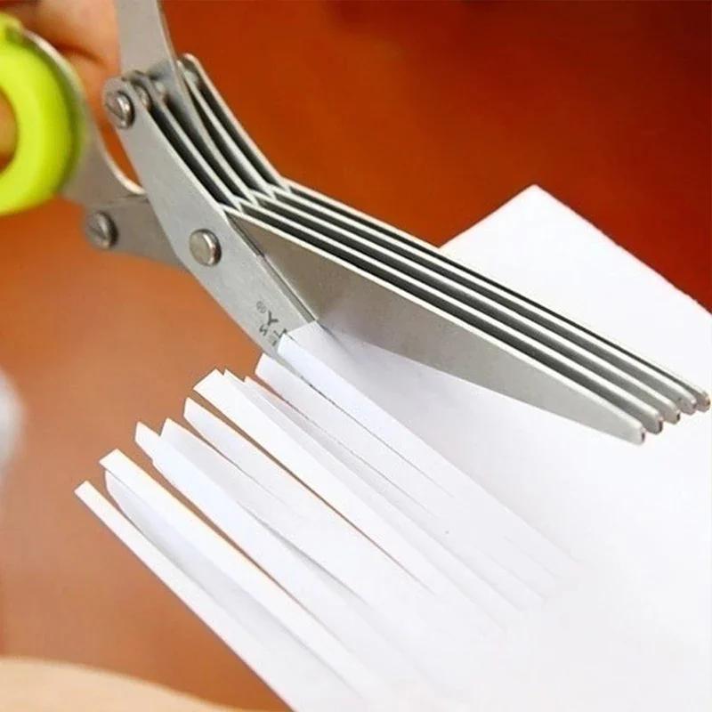 Muti-Layers Kitchen Scissors Stainless Steel Vegetable Cutter Scallion Herb Laver Spices Cooking Tool Cut Kitchen Accessories