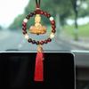 Carved Lotus Buddha Car Pendant Car Rearview Mirror Solid Wood Bodhi Tassel Figurine Hanging Decor Auto Interior Lucky Ornaments