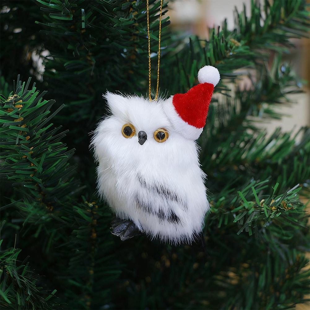 1Pc Cute Owl Mini White Black Simulation Furry Bird Ornament Decoration Adornment Simulation for Home Decor Christmas Pendant