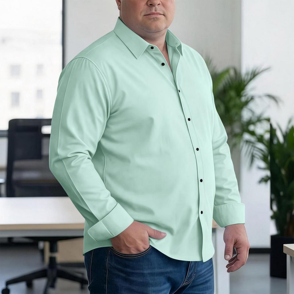 Men's Big and Tall Loose Fit Casual Button Down Shirt Long Sleeve Lightweight Business Dress Shirt